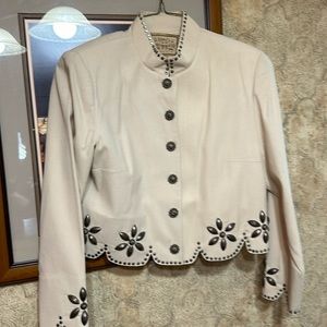 Double D Scalloped Jacket  & Matching Sheath Dress in a buttercream color.